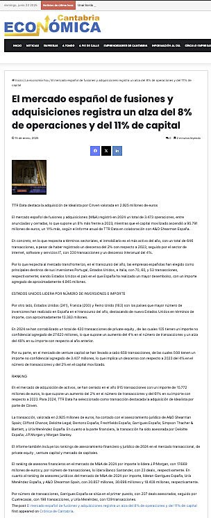 El mercado espaol de fusiones y adquisiciones registra un alza del 8% de operaciones y del 11% de capital